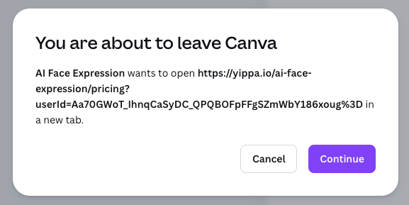 Popup showing the URL with your User ID