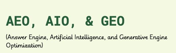 Online Optimism’s service page shows AEO, AIO and GEO together in one headline, with the expanded names below.