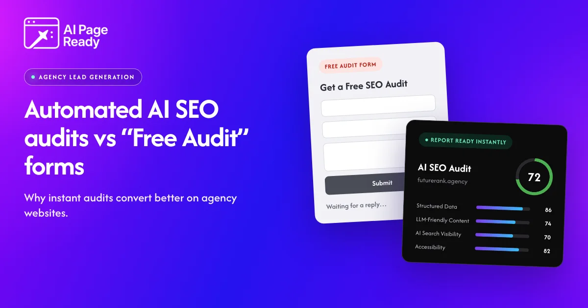 Automated AI SEO audits compared with “Free Audit” lead forms for agencies